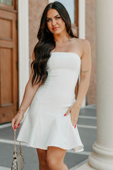 Bold & Beautiful Strapless Mini Dress (White)