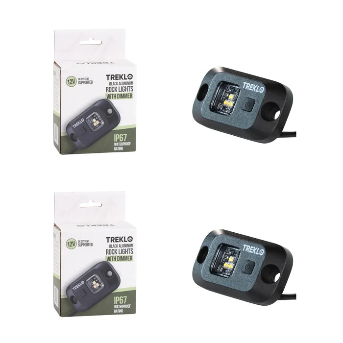 Pair of dimmable LED rock lights for caravan, campervan, and 4WD installations
