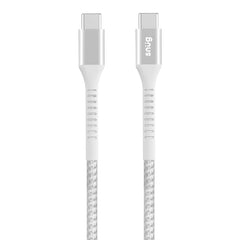 Snug Type-C To Type-C Nylon Braided Cable 60W - 1.2 Metre - White/Silver (SNPW-CABNTYCT-W)