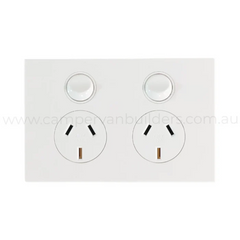 white dual gpo plug and play outlet for campervan 240v power setups