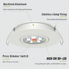 recessed downlight with optional red mode displayed