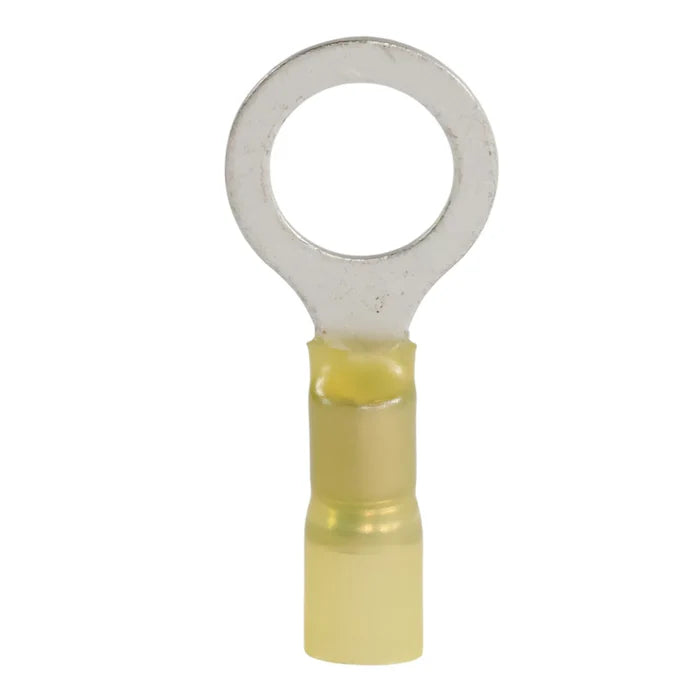 Yellow heat shrink ring terminal M12 (100 pack) for caravan, rv, and campervan waterproof 12v wiring connections