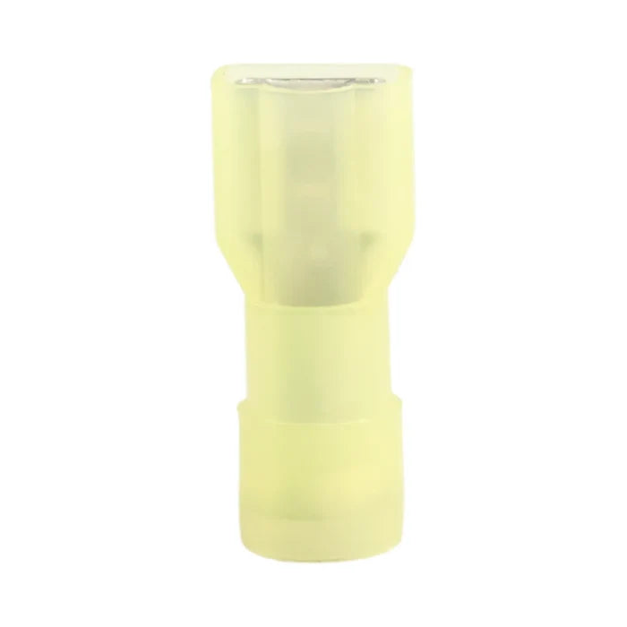 Yellow nylon fully insulated female quick disconnect (100 pack) for caravan, rv, and campervan 12v wiring connections