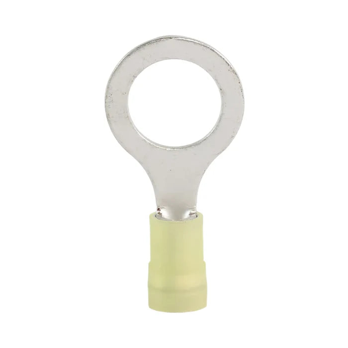 Yellow nylon insulated ring terminal M12 (100 pack) for caravan, rv, and campervan 12v wiring connections