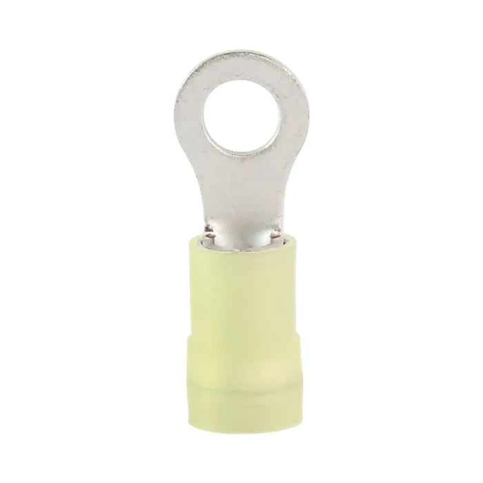 Yellow nylon insulated ring terminal M5 (100 pack) for caravan, rv, and campervan 12v wiring connections