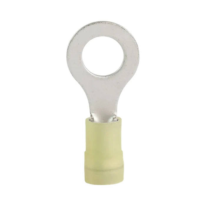 Yellow nylon insulated ring terminal M8 (100 pack) for caravan, rv, and campervan 12v wiring connections