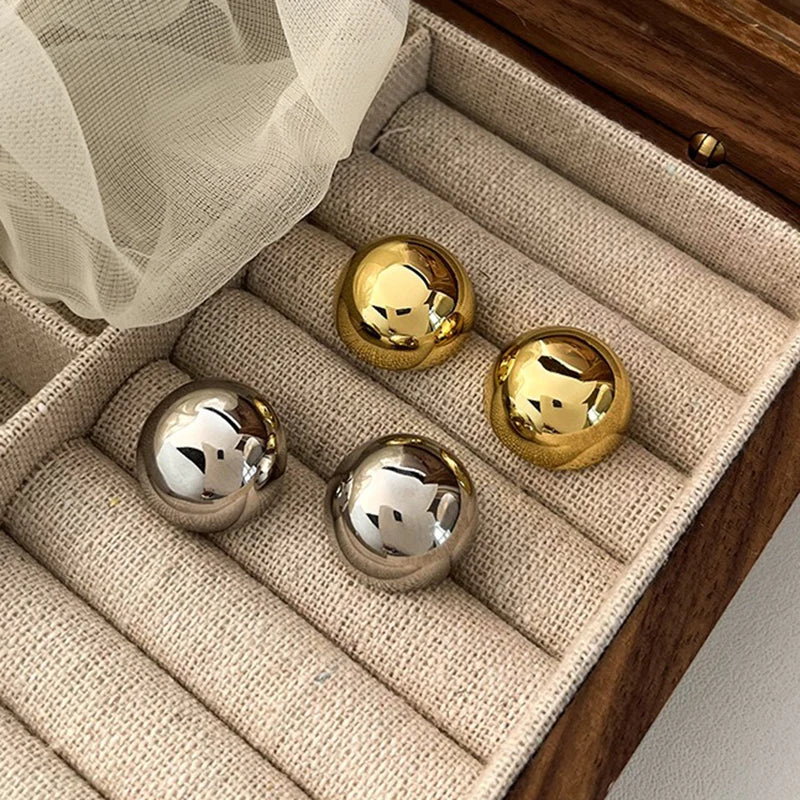 Geometric Stainless Steel Ball Earrings
