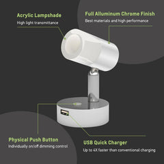 12v chrome reading light in neutral product view
