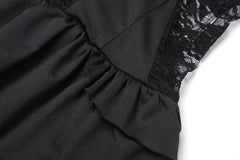 Sweetheart neck button ruffle lace mini dress  | Festival Outfits Women