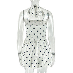 Halter polka dot backless mini dress  | Festival Outfits Women