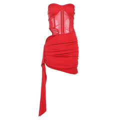 Sweetheart neck hollow out ruched tube cut out mini dress  | Festival Outfits Women