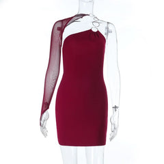 One shoulder o ring backless mini dress  | Festival Outfits Women