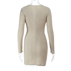 V neck ruched long sleeve mini dress  | Festival Outfits Women