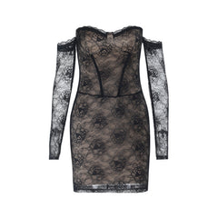 Long sleeve lace off shoulder mini dress  | Festival Outfits Women