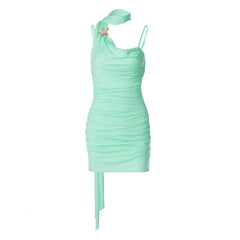 Ruched cowl neck backless cami mini dress  | Festival Outfits Women