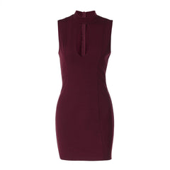 Hollow out crewneck sleeveless zip-up cut out mini dress  | Festival Outfits Women