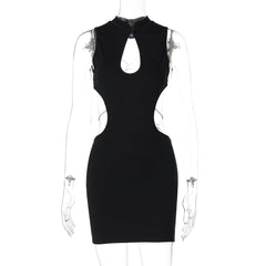 Hollow out o ring backless sleeveless cut out mini dress  | Festival Outfits Women