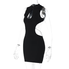 Hollow out o ring backless sleeveless cut out mini dress  | Festival Outfits Women