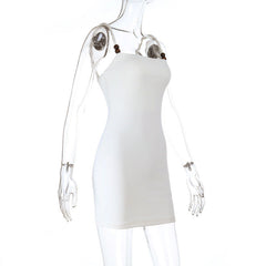Square neck beaded backless cami mini dress  | Festival Outfits Women