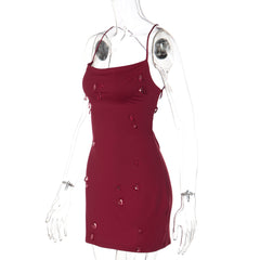 Cross back self tie water droplet applique mini dress  | Festival Outfits Women