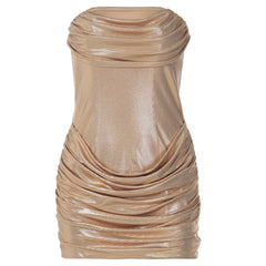 Ruched polka dot backless tube mini dress  | Festival Outfits Women