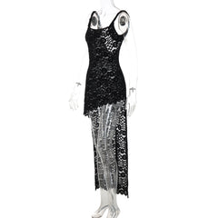 Lace u neck see through backless mini dress  | Festival Outfits Women