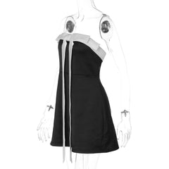 Bowknot zip-up backless tube mini dress  | Festival Outfits Women