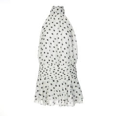 Polka dot halter self tie pleated backless mini dress  | Festival Outfits Women