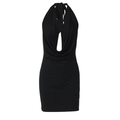 Glitter cowl neck halter butterfly embroidery mini dress  | Festival Outfits Women