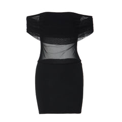 Off shoulder mesh backless solid mini dress  | Festival Outfits Women