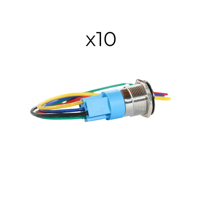 compact 19mm push button switch with stainless finish for caravan 12v power control