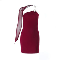 One shoulder o ring backless mini dress  | Festival Outfits Women