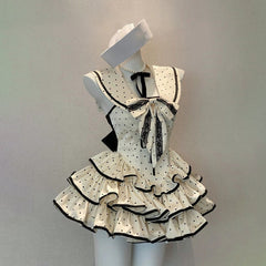 Polka dot halter ruffle bowknot backless mini dress  | Festival Outfits Women