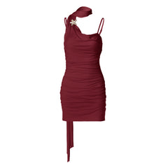 Ruched cowl neck backless cami mini dress  | Festival Outfits Women