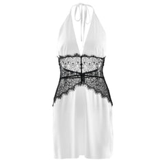 Halter self tie v neck lace zip-up mini dress  | Festival Outfits Women