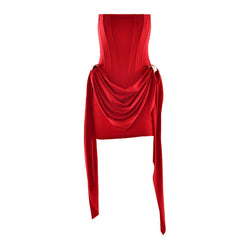 Corset backless ruched solid tube mini dress  | Festival Outfits Women