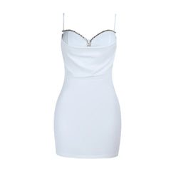 V neck beaded solid backless cami mini dress  | Festival Outfits Women