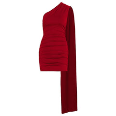 Irregular one shoulder ruched solid mini dress  | Festival Outfits Women