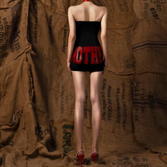 Letter print backless tube mini dress  | Festival Outfits Women