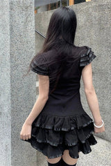 Vintage Half High Neck Bow Mini Dress