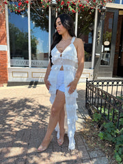 Bailee Sheer Pleated Ruffle Tiered Duster