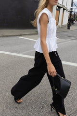 GATHERED TOP WITH FRONT TIES