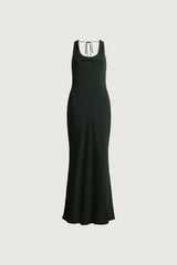 COWLNECK CHIFFON MIDI DRESS