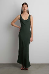 COWLNECK CHIFFON MIDI DRESS
