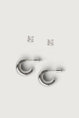 CRESCENT STUD EARRING SET
