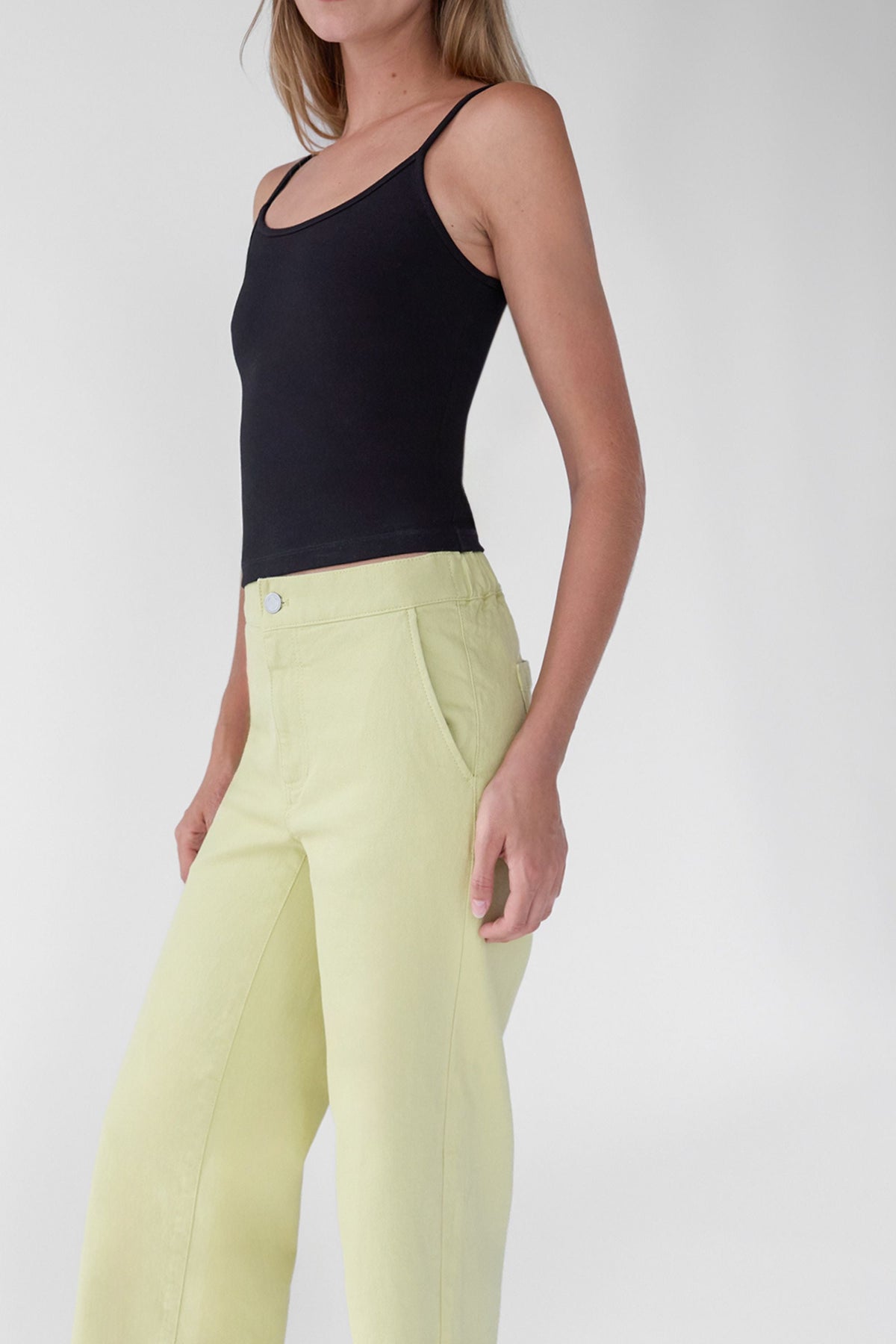 CROPPED LENGTH TWILL WIDE LEG PANT