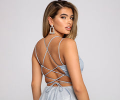 Rashida Lattice Back Glitter Dress