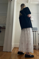 LAYERED LACE MIDI SKIRT