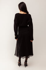 PLEATED LAYER MAXI SKIRT