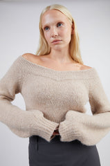 CROPPED WIDE NECKLINE SWEATER